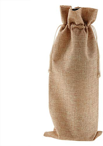 Wein Kordelzugbeutel, 12 stücke Einfache Leinen Stoff Weinflasche Taschen Champagner Dekorative Abdeckung für Reise Hochzeit Geburtstag Feier Party[Deep Linen]