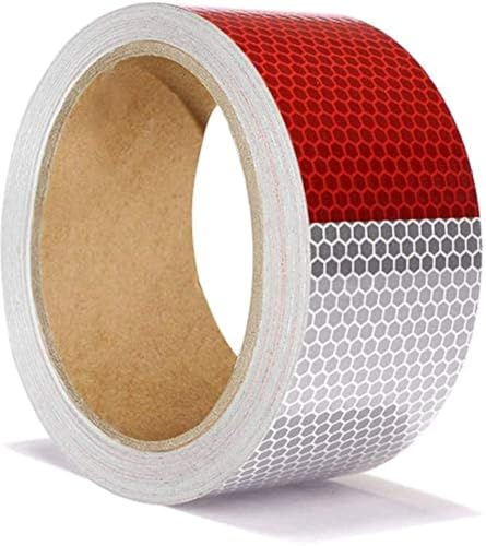 ONTWIE Bande Réfléchissante Autocollante Rouge et Blanc, 2in x 30ft | Bande Reflechissante, Ruban Adhésif Réfléchissant pour Voiture, Camion, Remorque