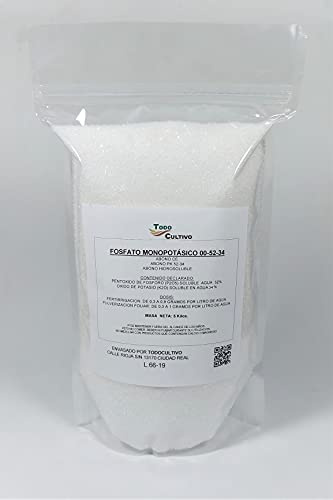 Todo Cultivo Alle Anbauphosphat-Phosphate 00-52-34 (MKP) Hydrolösliches Kristallglas und Folien 5 kg. (Monopotasen-Phosphat), verwendet für die Reife von Früchten von Bäumen und Sträuchern.