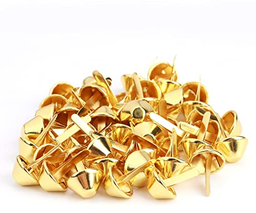 50Pcs Taschenfüsse, Bodennägel für Taschen Flache Pilz Spike Niet Taschenzubehör(15mm Gold)