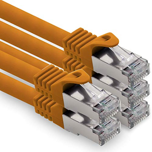 1CONN 3 m – Cable de red Ethernet CAT.7 para ordenador, 5 unidades, cable de red Ethernet (cable bruto), cable de conexión S-FTP LSZH PIMF, 10 GB S, RJ45, conector Cat6a, color naranja
