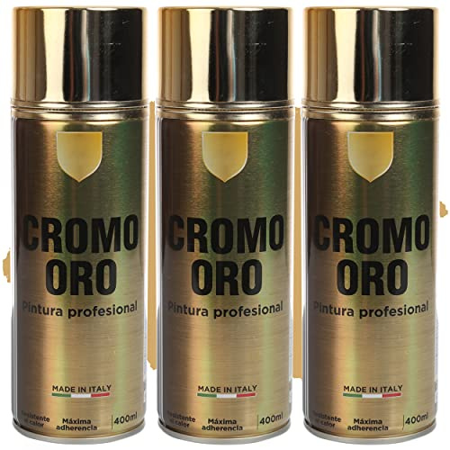 H HANSEL HOME Pintura Spray Especial Efecto Oro Cromado 400 Ml - Pack de 3 Unidades