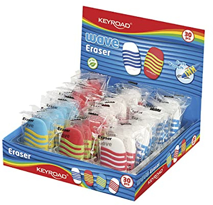 KEYROAD Universal-Radiergummi 30 Stck. Welle/verpackt im Display/Mischfarben/aus Thermoplastischem Gummi Höchster Qualität/Kinder Kleine Lustige Radiergummi, KR971790