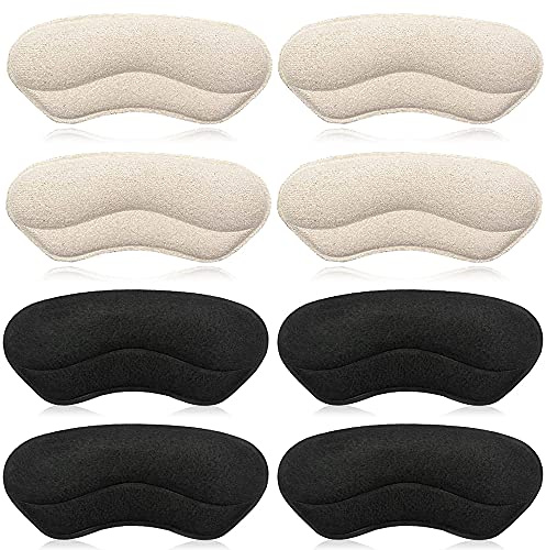 Dr. Foot’s Heel Grips for Kids and Women, Self-Adhesive Heel Cushion Inserts for Girls and Boys Prevent Heel Slipping, Rubbing, Blisters, Foot Pain - 4pairs (Beige+Black)