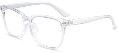 Onrtry Non Prescription Glasses for Men Women Square Clear Lens Eyeglasses (Transparent)