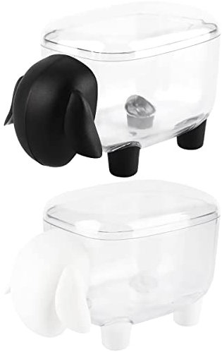 Qixuer Wattestäbchen-Aufbewahrungsboxen, 2 Stück, niedliches Schaf, Zahnstocher, Wattebausch-Spender, Organizer, Behälter mit Deckel, Mini-Tupfer-Etui, Schwarz / Weiß