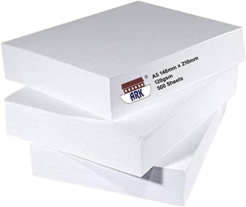 ARK Papel de impresión grueso blanco de 120 g/m², adecuado para todas las impresoras (A5 (paquete de 500)) (500)