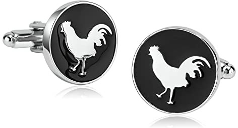Whoiy Gemelos para Traje, Gemelos de Boda Redondos Gallo Redondo para Hombres Grabado Gratis con Joyero