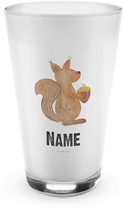 Mr. & Mrs. Panda Personalisiertes Glas Eichhörnchen Weihnachten - Personalisierte Geschenke, Weinglas Mit Gravur, Frohes Neues Jahr, Trinkglas Namen, Neujahr, Schnapsglas, Frohe, Cocktailglas