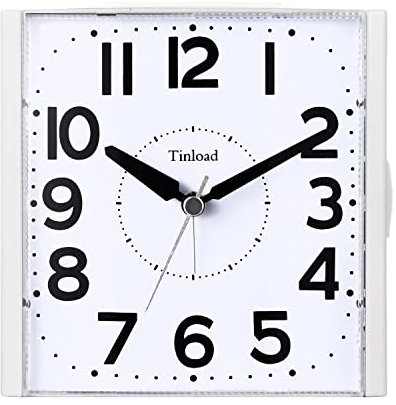 Tinload Sveglia analogica per anziani con luce notturna, quadrante grande 4,7 pollici, orologio da tavolo con funzione snooze, forte suono a 3 livelli, funzionamento a batteria