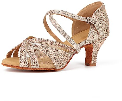 Syrads Chaussures de Danse Femmes Latine Salsa Tango Valse Bachata Moderne Chaussures Danse De Salon avec des Strass 1050