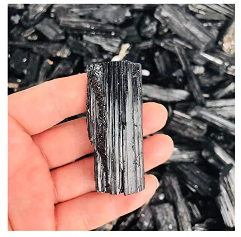 ZTHOME Cristal Natural Áspero Tamaño Mini Áspero Natural Negro Turmalina Cuarzo Cristal Varilla Punto Espécimen Espíritu Curación Piedra Preciosa Energía Varita Decoración del hogar (Color : 70-80g)