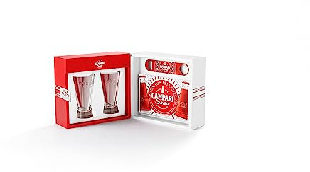 Campari Soda Kit: 5 Bottigliette di Campari Soda da 9,8 cl; 2 Bicchieri ; 1 Apribottiglie