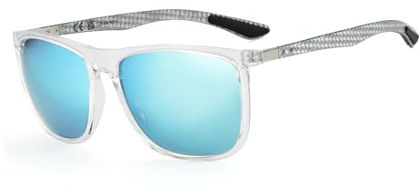 ZENOTTIC Polarisierte Sonnenbrille Herren Quadratisch Sport UV400 Schutz Kohlefaser Bügel Fahren Angeln Golf