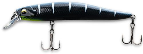 LMAB Flash Vibe 67, 80 & 98 mm - Twitchbait - Suspending & Floating, Hardbait, Wobbler Barsch, Suspender Wobbler, Zander Wobbler (Lauftiefe 1,0-2,0 m | schwebend/suspending, Black Tiger, 98 mm)