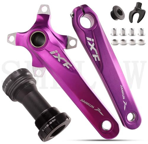 DHNCBGFZ Kurbelgarnitur MTB Kurbelarm Set Aus Aluminiumlegierung 170 Mm 104 BCD Mountainbike Kurbel Set Tretlager Set Und Kettenblattschrauben(Purple)