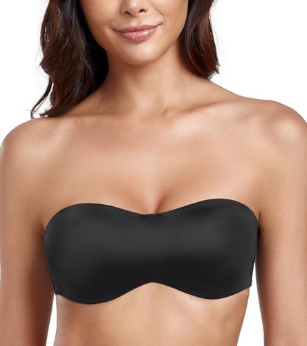 Lemorosy Donna Reggiseno a Fascia Non Imbottito Senza Spalline per Magliette di Grandi Dimensioni(Nero,5E)