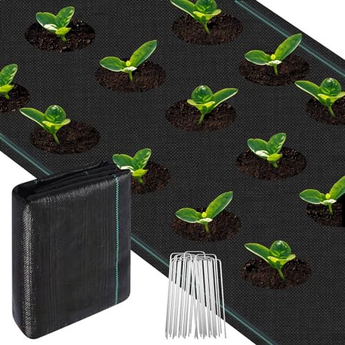 smtfcty Weed Control Membrane 2Mx3M,100gsm Heavy Duty Weed Control Fabric with 20 pack Garden Securing Pegs,Ground cover Membrane, UV stabilised Weed Barrier Fabric. Under Patios, Garden