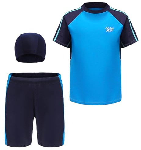 Happy Cherry Ensemble de bain pour garçons - Short de bain pour enfants - Protection solaire - Rashguard, Ensemble 03, 12-14 ans
