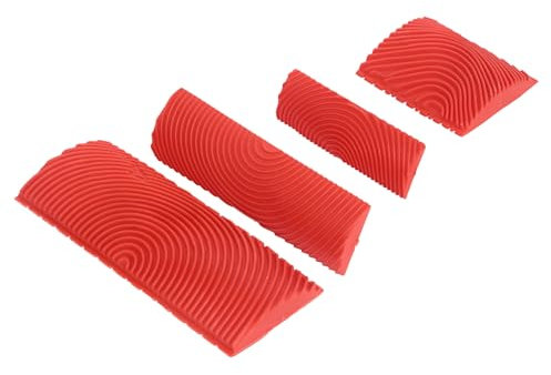 4 Stück Holzmaserung Werkzeug, maserboy, maserierwerkzeug, holzmaserung schablone, gummi holzmaserung werkzeug, gummi malwerkzeug, wood grain, wood grain roller für Diy Möbel Malerei Wand.