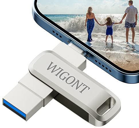 WIGONT USB Stick 32 GB, USB Stick für lphone Speicherstick zum Speichern von mehr Fotos und Videos, Ganzmetall Pen Laufwerk mit 360° Drehung. 3 in 1 Speicherstick Kompatibel mit i0S/Android/PC.