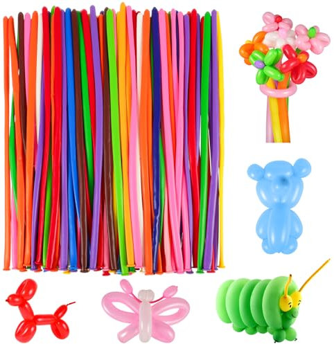 100 Pcs Modelling Balloons Mixed Coloured Long Balloons 260Q Twisting Long Latex Balloon for Animals Shape, Birthday, Wedding, Party Decorations