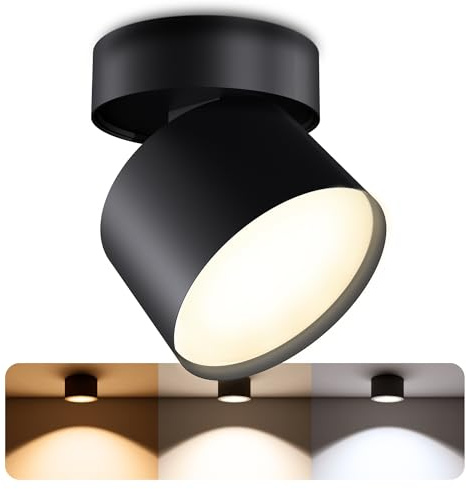 SSC-LUXon SAMU Decken Aufbauspot schwarz - mit GX53 LED 5W warmweiß dimmbar - schwenkbarer Aufputz Strahler - moderne Deckenleuchte