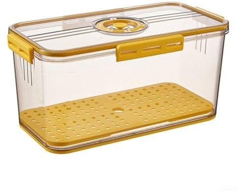 Hasaller Boîte de rangement hermétique pour pain, boîte à pain hermétique pour cuisine, enregistrement du temps de comptoir, boîte à pain avec couvercle pour pain, toast, bagel, beignet (jaune)