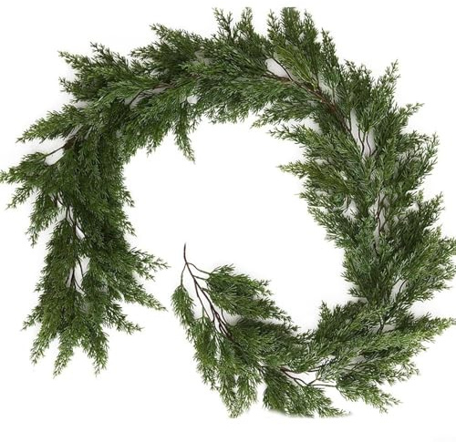 WIIYENA Weihnachts-Girlande Künstliche Tannengirlanden, Weihnachtsdekoration, 190 cm, fühlt sich echt an, für Tisch, Kaminsims, Party, Wand, Innen- und Außenbereich