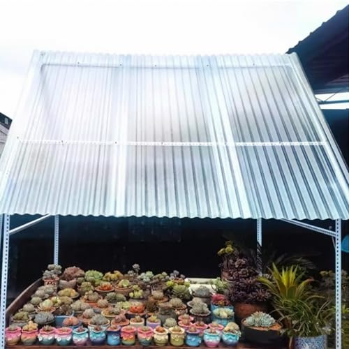 Lamiere Ondulate,Pannelli da Tetto Trasparente,Fogli Pretagliati di Vetroresina,Lastra Resistente ai Raggi UV,Antipioggia Pensilina Tettoia Isolanti,per Serre Carport,2mm (0.9x1.4m/35x55in,4 Pcs)