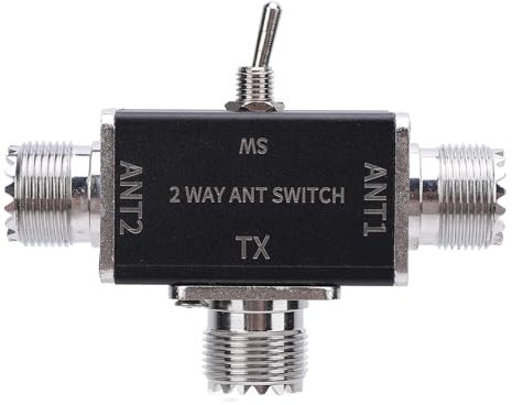 ASHATA 2-Positionen-Antennenschalter. Einfach zu Bedienende Konstruktion aus Aluminiumlegierung für Benutzer von HAM CB HF VHF UHF-Funkgeräten