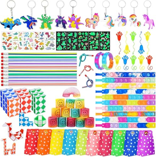 82 Stück Kindergeburtstag Mitgebsel Set, Mitgebsel Kinder Kindergeburtstag Spielzeug für Jungen Mädchen, Party Mitgebsel Kinder mit Regenbogenspiralen Magische Schlange Party Gifts Kindergeburtstag