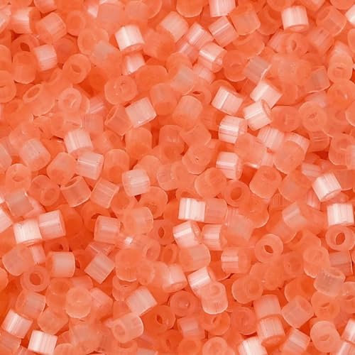 Multicolor Glass Seed Beads Cylinder Cat's Eye Imitation Loose Spacer Beads DIY Necklace Jewelry About 2.5mm Dia., 10Grams-Orange Yellow