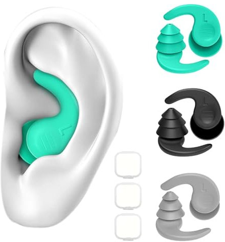Tapones para los oídos de natación para adultos, 3 pares de tapones de silicona impermeables reutilizables para natación, surf, piscina, ducha, deportes acuáticos, adultos y adolescentes