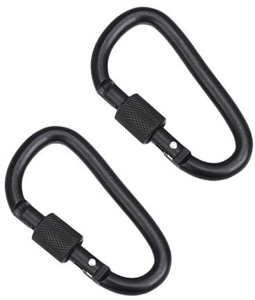 2PCS Black Aluminum Carabiner Clips with Screw Lock - Compact Travel & Camping Essentials for Keyring, Outdoor Adventures, and Women's Holiday Gear