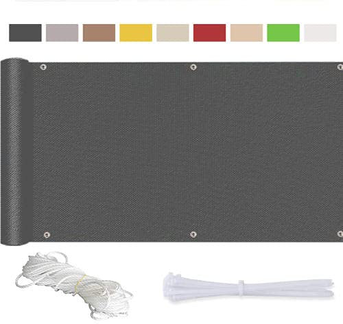 Dark Grey Balcony - Waterproof & Weatherproof Cladding UV & Windproof Anti-Theft Cover for Gardens 210 x 500 cm with Cable Ties
