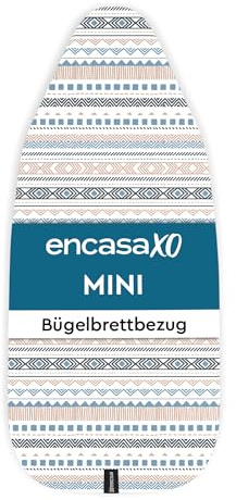 Encasa XO Housse Table à Repasser, Rembourrage 3mm 28x12 Aztèque | Cordon de Serrage | Résistant aux Brûlures & Chaleur | 100% Coton | Surface Lisse
