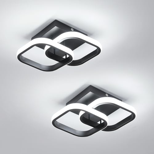 Mckalen 2 Pezzi Plafoniera LED Soffitto 22W Nero Bianco Freddo 6500K | Moderno 22W 2475LM Lampadario LED Soffitto, Lampada da Soffitto per Soggiorno Camera da Letto Corridoio Cucina