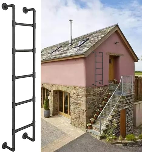 Scala in metallo da 1,2 m per case a 2 piani, scaletta per letto a castello da parete, in ferro forgiato, resistente, per letti alti e uso esterno, perfetta per terrazze e accesso alla sicurezza.