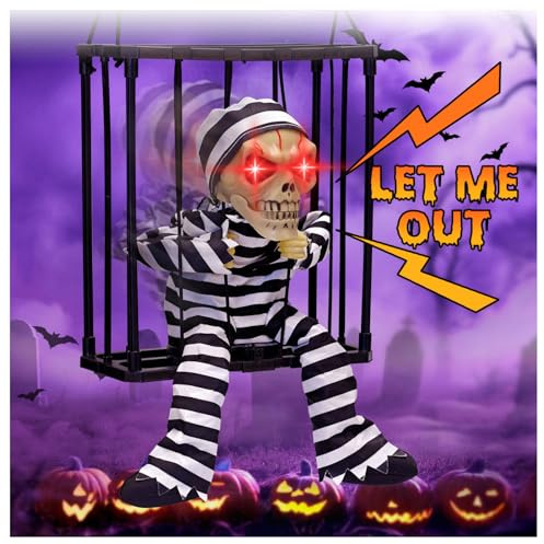 Halloween Animatronics Decorations, Screaming Animated Hanging Motion Sensor Ghost with sound effects, Outdoor Indoor Halloweens Props Party Door Decor, Scary Garden Halloween Decorations