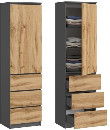Home Collective Armadio, guardaroba, armadio multiuso con 3 ripiani e 3 cassetti | armadio compatto e funzionale per camera da letto, corridoio o studio | 40x50x180 cm (LxPxA) | antracite rovere