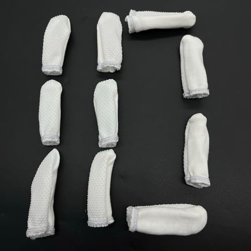 OHYER 10 Stück blattwender fingerkappen fingerhut fingerstäbchen zeigestab finger büro Wiederverwendbarer Fingerschutz Geeignet für Bankkassierer Kassierer (Weiße-Baumwolltuch, L)