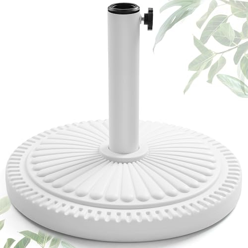 FRUITEAM 10KG Parasol Base, Round Pre-Filled Garden Parasol Base, 38CM Sun-Flower-Pattern Heavy Duty Umbrella Base Stand for Patio, Outdoor, Swimming pool, White