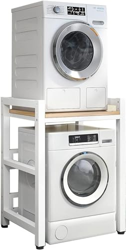 Kit d'empilage réglable pour lave-linge et sèche-linge à chargement frontal – Support de rangement peu encombrant pour une nification efficace du linge et un accès facile