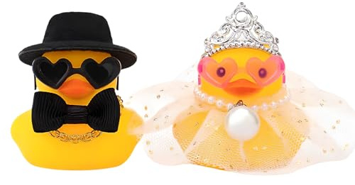 2 Stück Quietscheente für Hochzeiten, Braut und Bräutigam, Lustige Brautpaar Figuren, Hochzeitsgeschenke, Auto Deko Hochzeit, für Zeremonie, Souvenir, Heiratssegen Partydekoration Hochzeitsdekoration