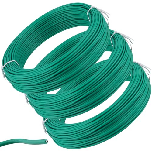 HAKZEON 3 Rollen 50 m grüner kunststoffbeschichteter Gartendraht für Kletterpflanzen, 3 mm dicker Pflanzentrainingsdraht für Spalier, Zaun, Rebe, Handwerk und Kabelorganisation