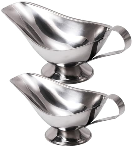 Toyvian 2 pièces Saucière Acier Inoxydable et Récipient à Sauce avec Bec Verseur Antidrip Distributeur de Condiment pour Table de Restaurant et Cuisine