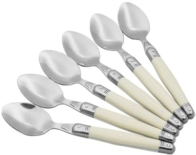 Couverts De Table Lot de 4, 6 ou 24 couteaux à steak en acier inoxydable, couleur blanc ivoire, fourchettes, cuillères à dîner, cuillères à dessert(6pcs dinner spoon)