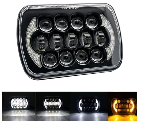 Faros Faro Faros Delanteros Led Superbrillantes 12V 24V 7x6 80000LM 5x7 Pulgadas Señal De Giro Alta/baja Punto E9 DRL Para Todoterreno 4x4 Para Nissan 240SX(1 Piece black a)