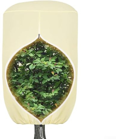 Copertura per piante, set da 2 pezzi per protezione dal gelo invernale con coulisse con cerniera, copertura esterna per arbusti e alberi da frutto (190,5 x 228,6 cm, beige)